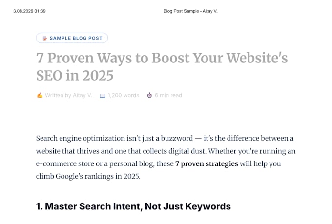 write SEO blog posts and articles that rank on google